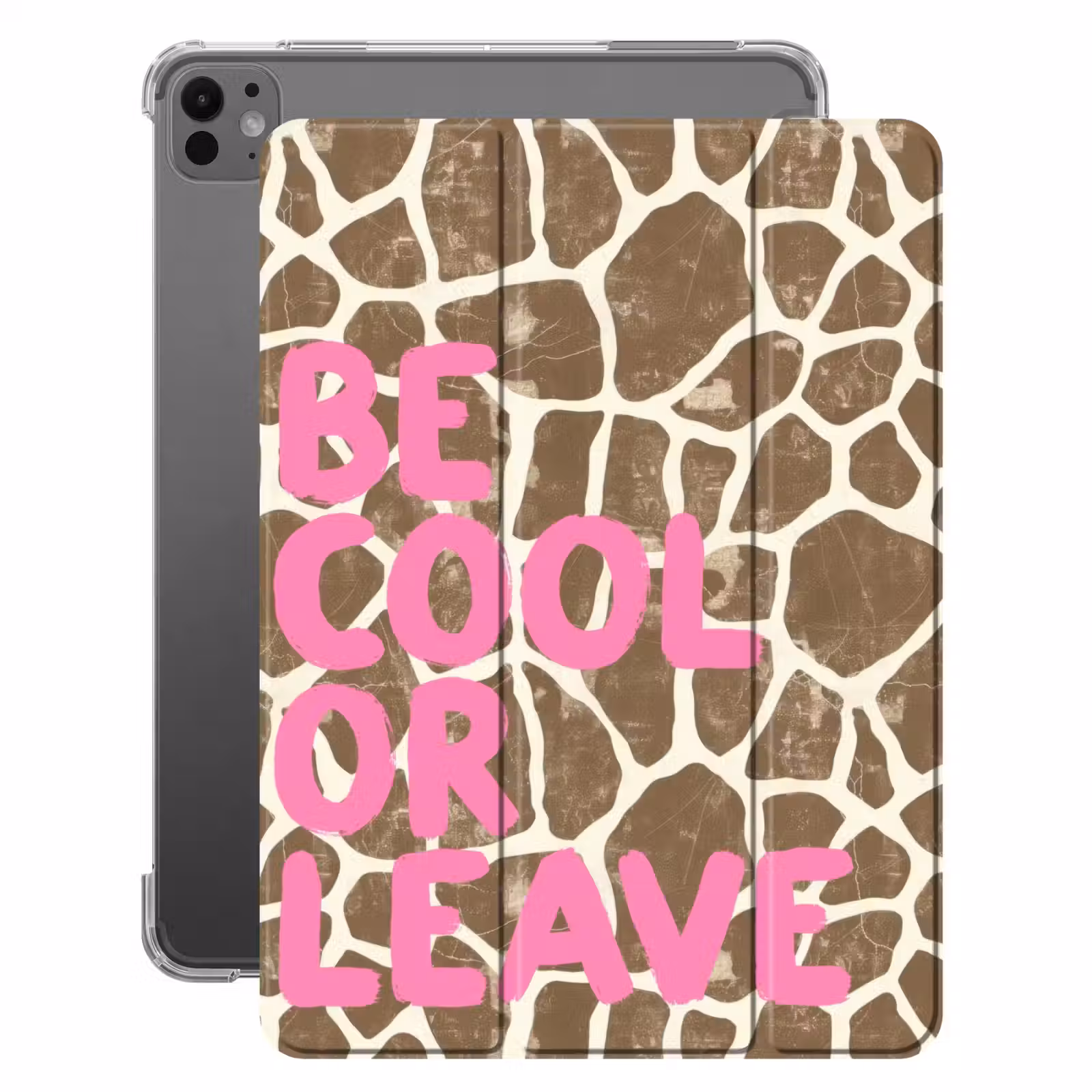 iPad-Hülle - Text - Bleib cool oder geh - Rosa - Giraffendruck — 1