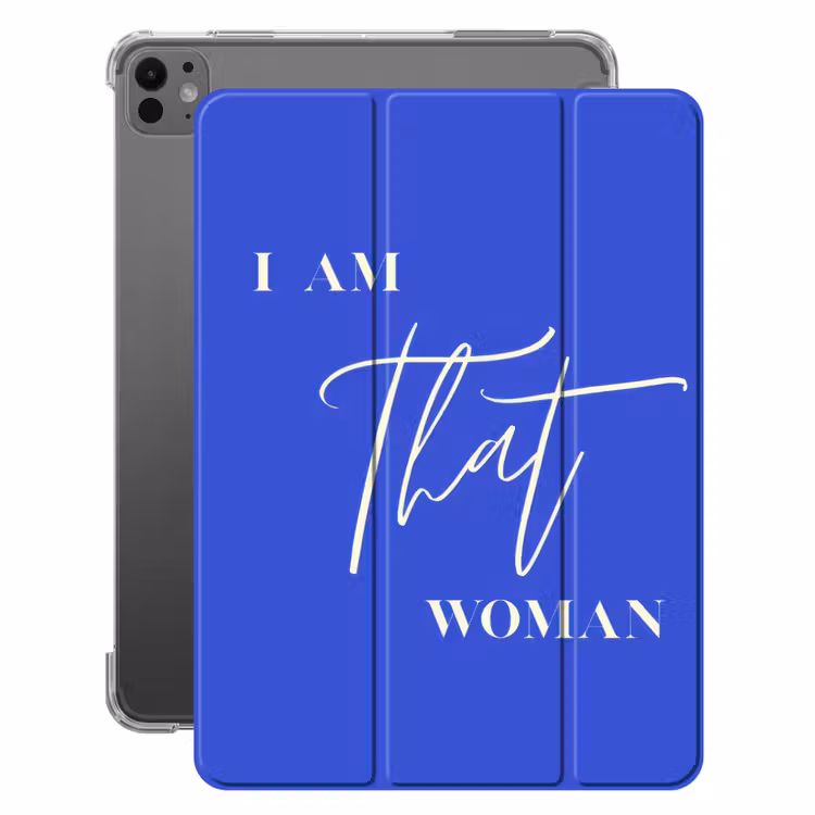 iPad-Hülle - Blau - Ich bin diese Frau - Verschnörkelt - Minimalistisch — 1