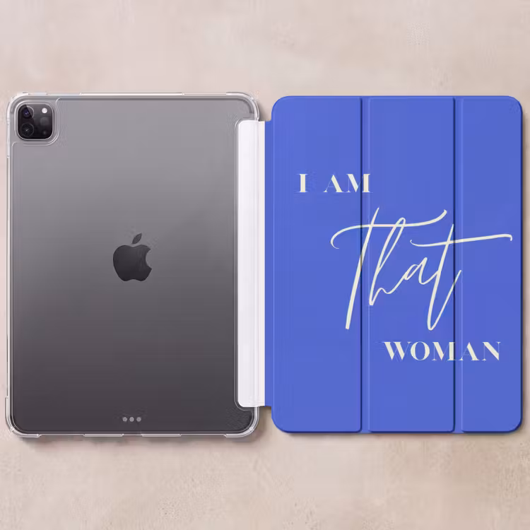 iPad-Hülle - Blau - Ich bin diese Frau - Verschnörkelt - Minimalistisch — 6