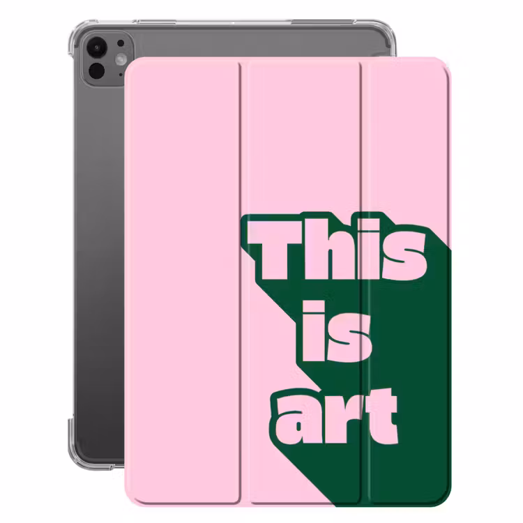 iPad-Hülle - Grün – Text – Das ist Kunst – Rosa — 1