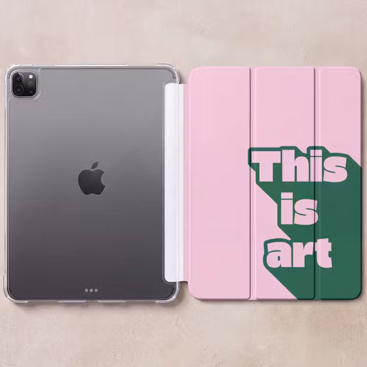 iPad-Hülle - Grün – Text – Das ist Kunst – Rosa — 6