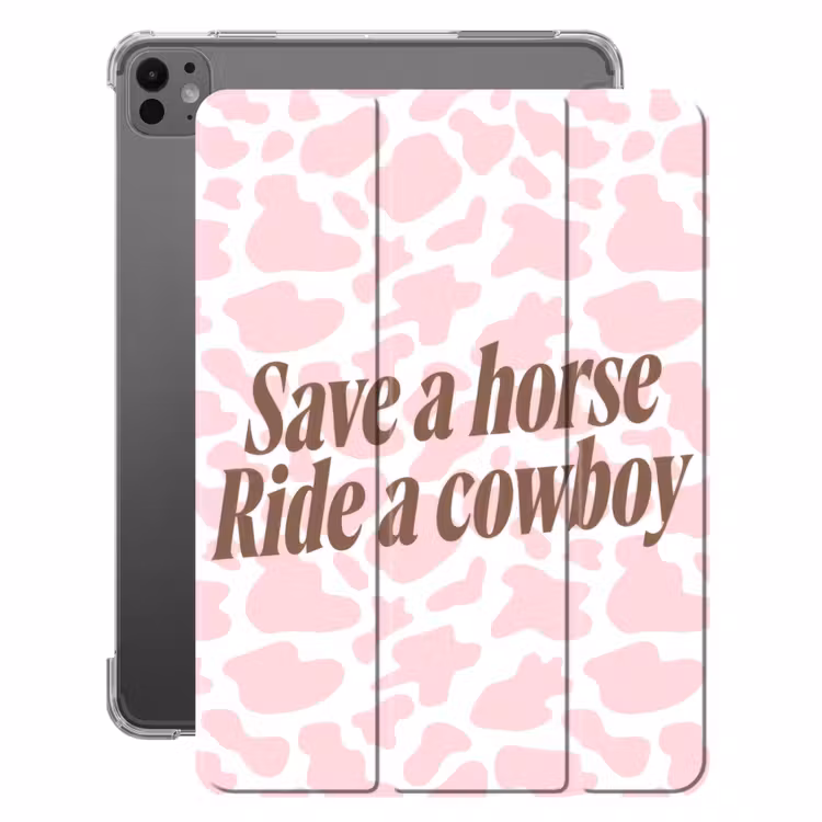 iPad-Hülle - Kuhdruck - Rosa - Cowboy - Pferd — 1