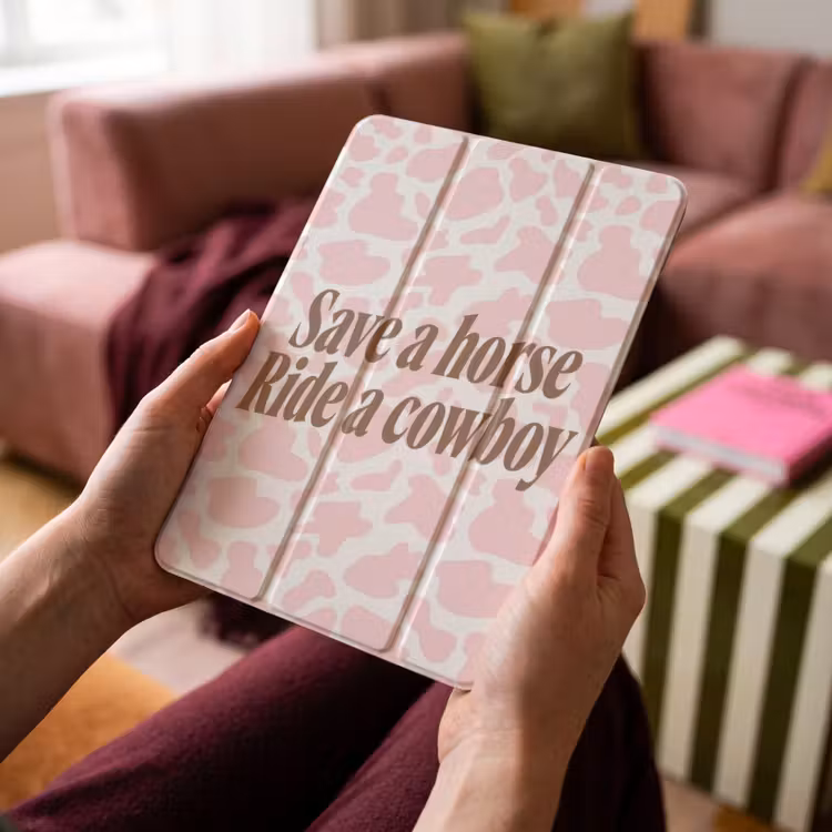 iPad-Hülle - Kuhdruck - Rosa - Cowboy - Pferd — 4