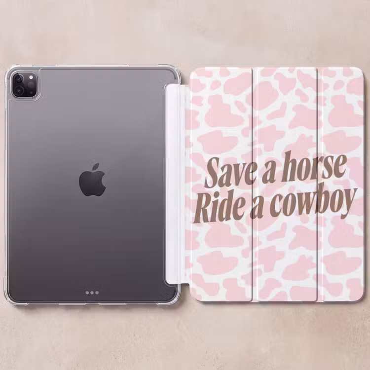 iPad-Hülle - Kuhdruck - Rosa - Cowboy - Pferd — 6