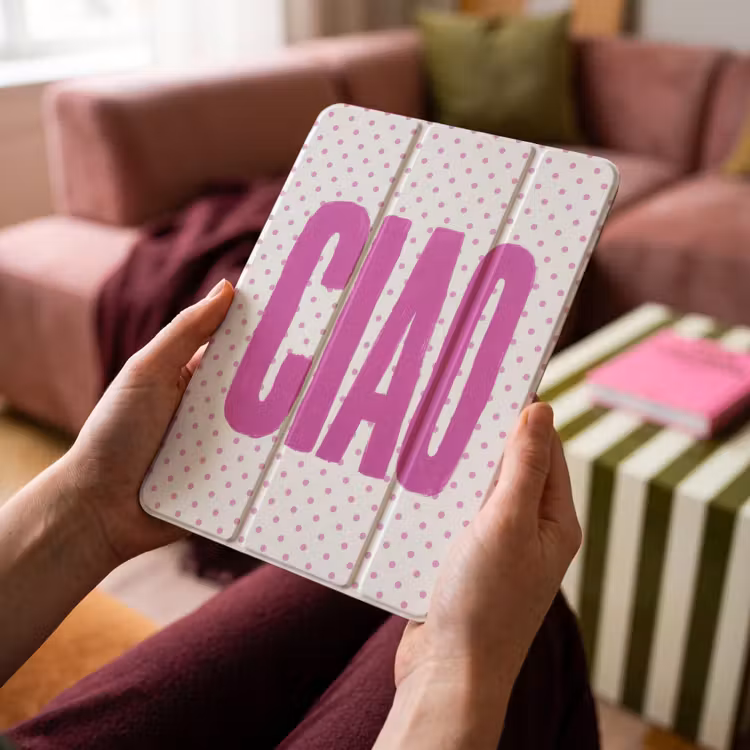 iPad-Hülle - Ciao - Punkte - Rosa - Weiß — 4