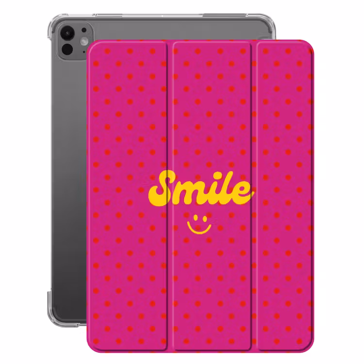 iPad-Hülle - Lächeln - Punkte - Gelb - Smiley - Rosa — 1