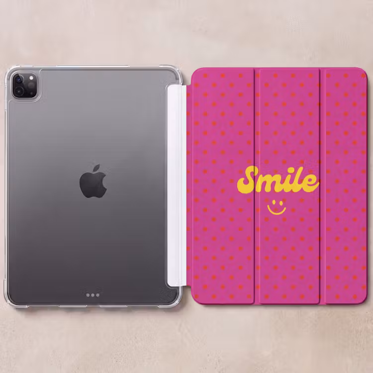 iPad-Hülle - Lächeln - Punkte - Gelb - Smiley - Rosa — 6