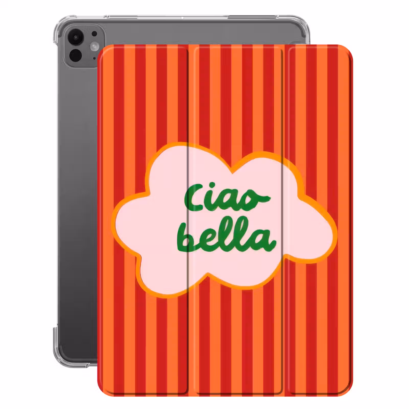 iPad-Hülle - Ciao bella - Text Wolke - Streifen - Orange — 1