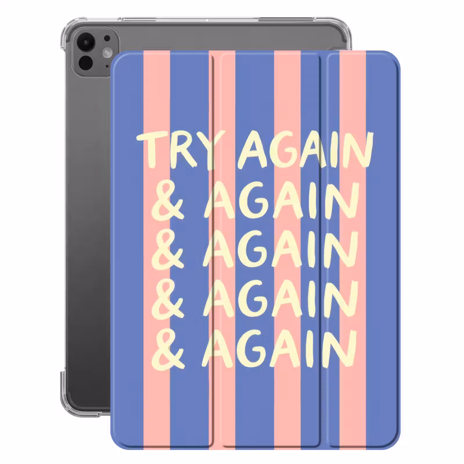 iPad-Hülle - Erneut versuchen - Streifen - Rosa - Vertikal - Blau — 1