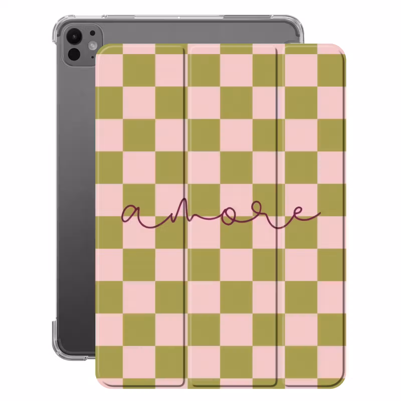 iPad-Hülle - Muster - Geblockt - Olivgrün - Amore — 1