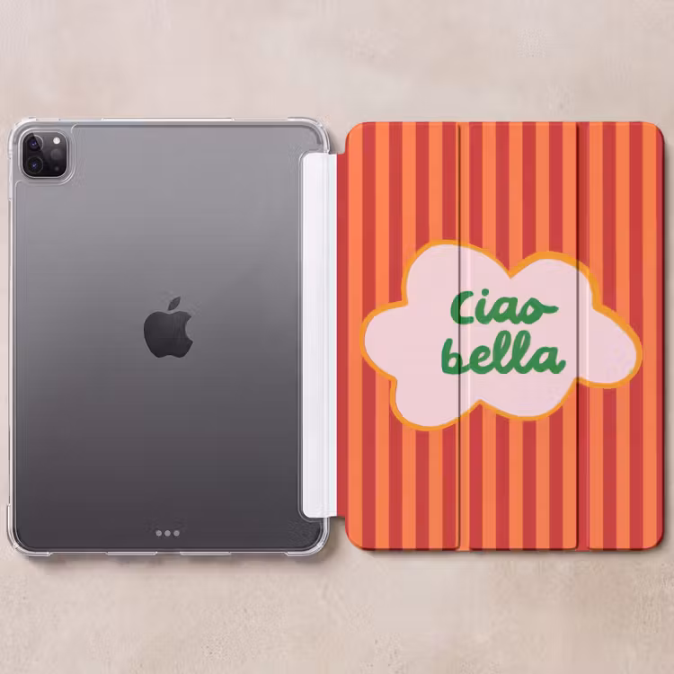 iPad-Hülle - Ciao bella - Text Wolke - Streifen - Orange — 6