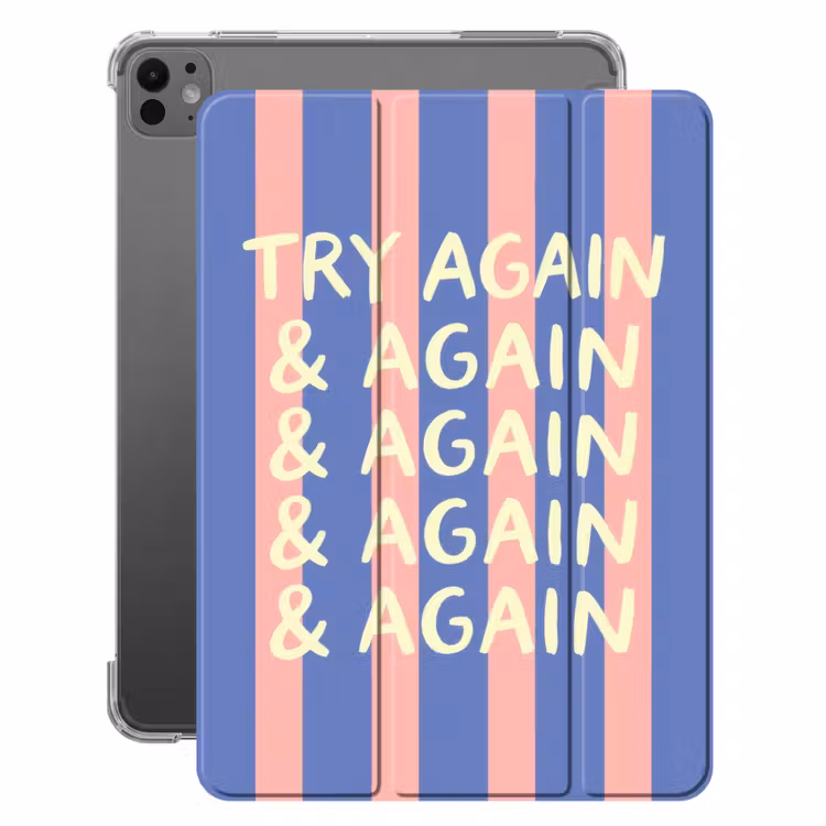 iPad-Hülle - Erneut versuchen - Streifen - Rosa - Vertikal - Blau — 1