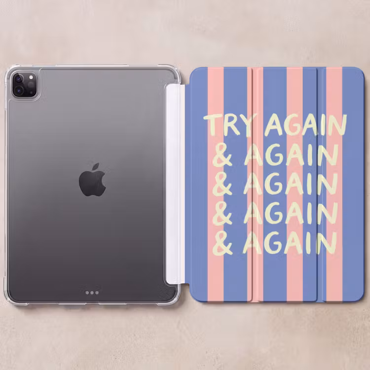 iPad-Hülle - Erneut versuchen - Streifen - Rosa - Vertikal - Blau — 6