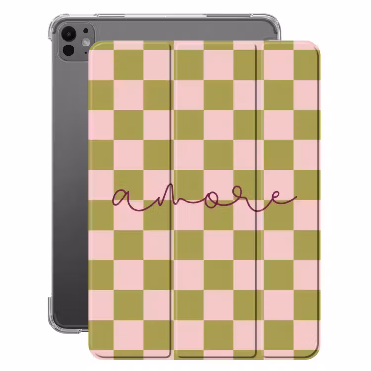iPad-Hülle - Muster - Geblockt - Olivgrün - Amore — 1