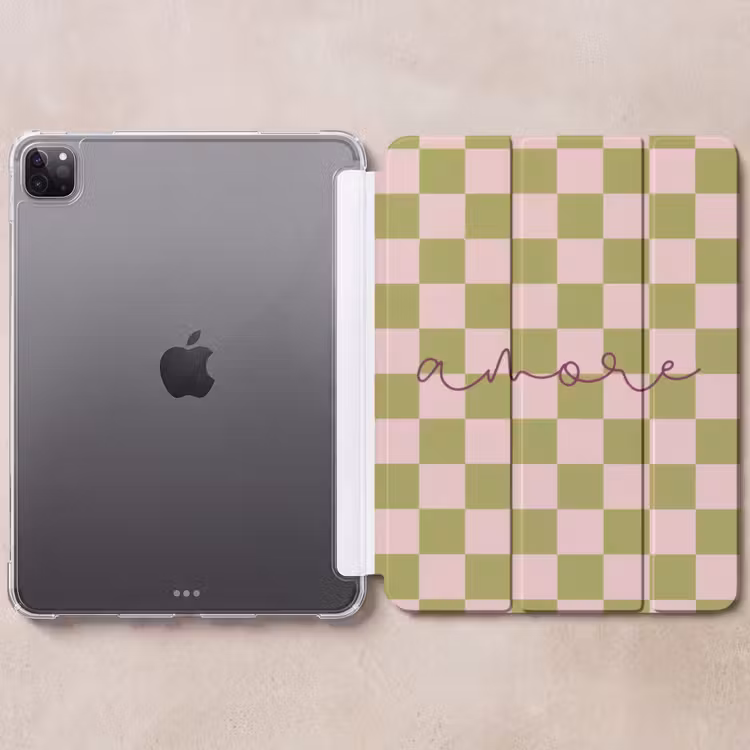 iPad-Hülle - Muster - Geblockt - Olivgrün - Amore — 6