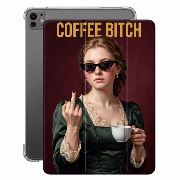 iPad-Hülle - Kaffee - Frau - Mittelfinger — 1