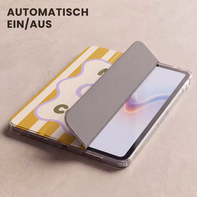 iPad-Hülle - Mehr Kaffee - Gelb - Lila - Streifen - Becher — 5