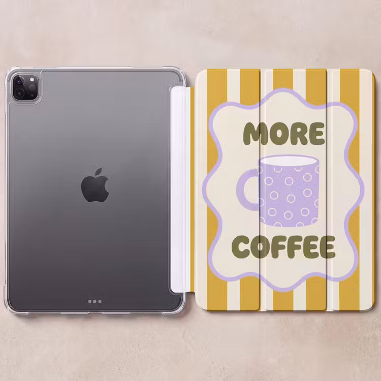 iPad-Hülle - Mehr Kaffee - Gelb - Lila - Streifen - Becher — 6