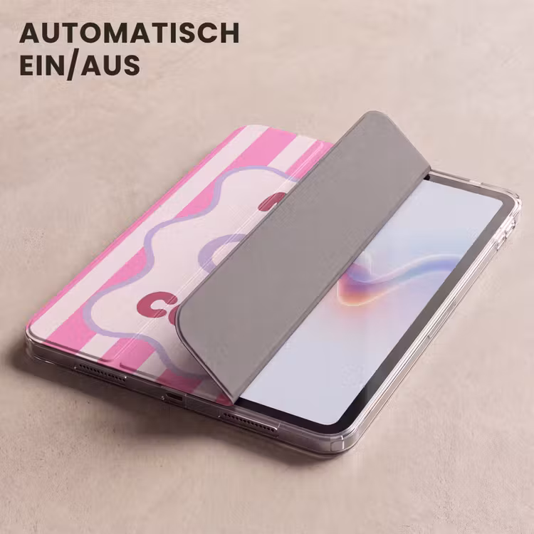 iPad-Hülle - Mehr Kaffee - Rosa - Lila - Streifen - Becher — 5