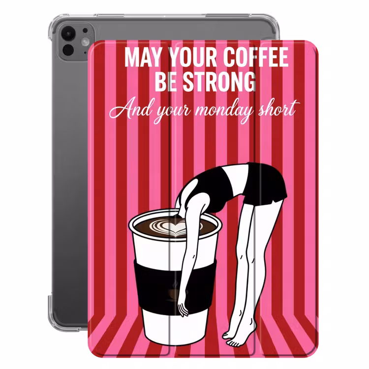 iPad-Hülle - Rosa - Streifen - Kaffee - Montag — 1