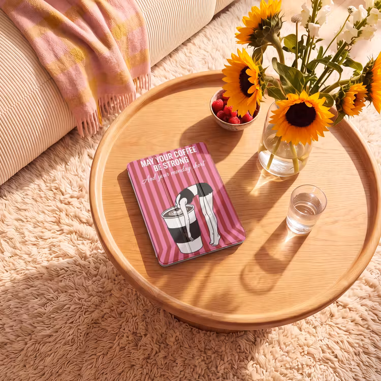 iPad-Hülle - Rosa - Streifen - Kaffee - Montag — 2