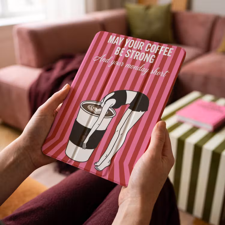 iPad-Hülle - Rosa - Streifen - Kaffee - Montag — 4