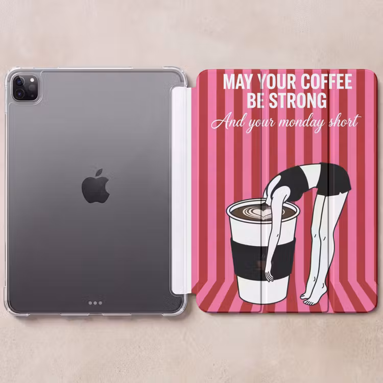 iPad-Hülle - Rosa - Streifen - Kaffee - Montag — 6