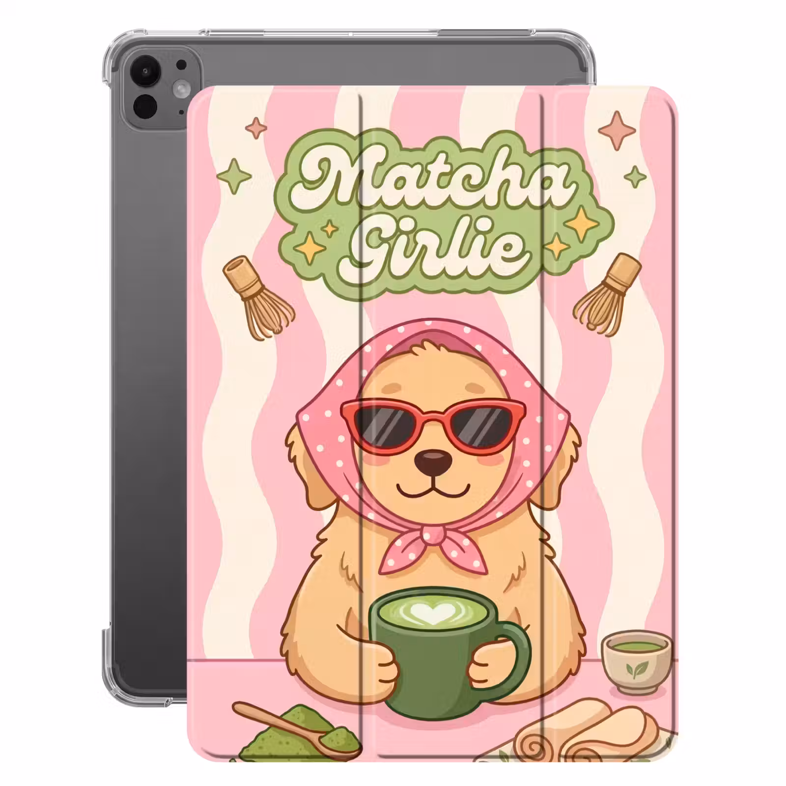 iPad-Hülle - Matcha - Hund - Rosa - Grün — 1