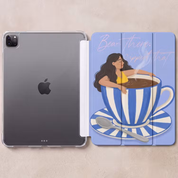 iPad-Hülle - Becher - Kaffee - Frau - Lila — 6