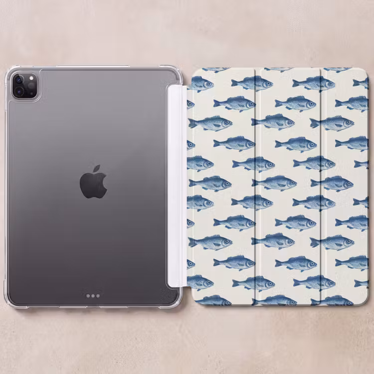 iPad-Hülle - Fisch - Muster - Blau — 6