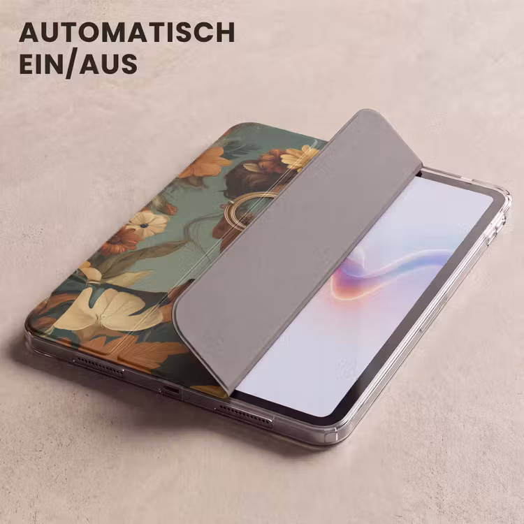 iPad-Hülle - Blumenkranz – Frauengesicht – Sonnenbrille – Orange — 5