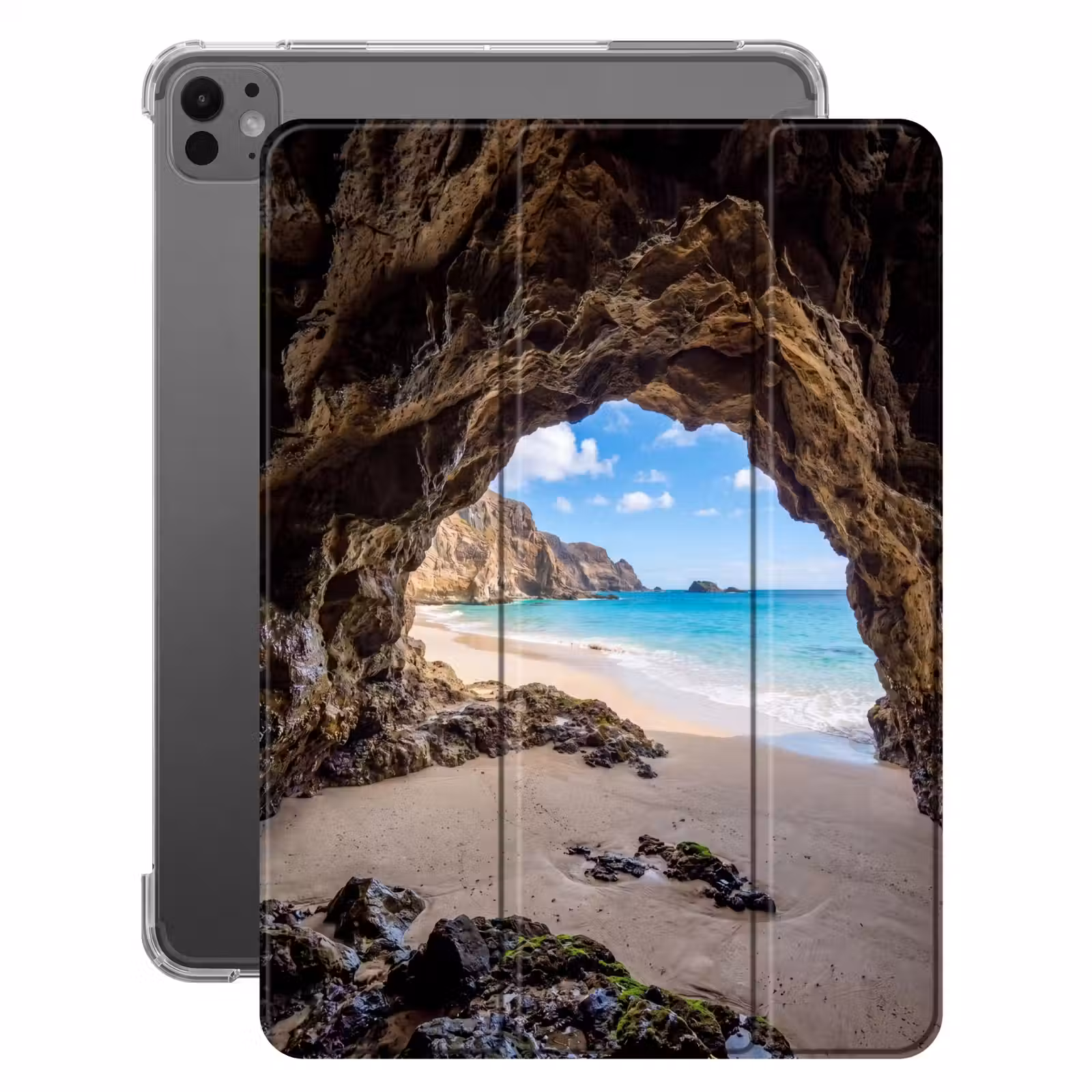 iPad-Hülle - Höhle - Strand - Meer - Blau — 1