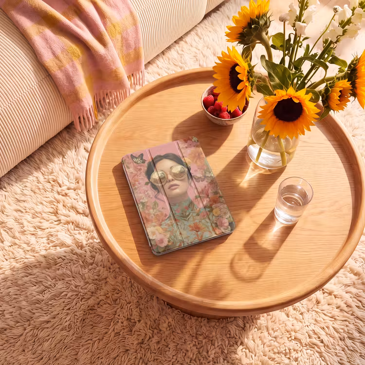 iPad-Hülle - Frau - Brille - Rosa - Blumen — 2