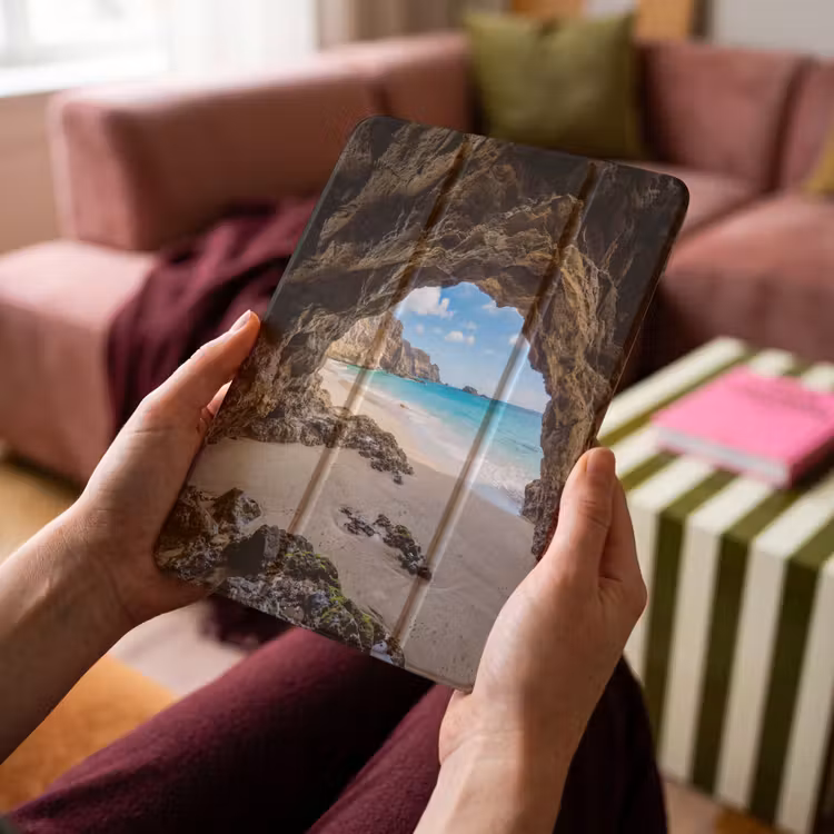 iPad-Hülle - Höhle - Strand - Meer - Blau — 4