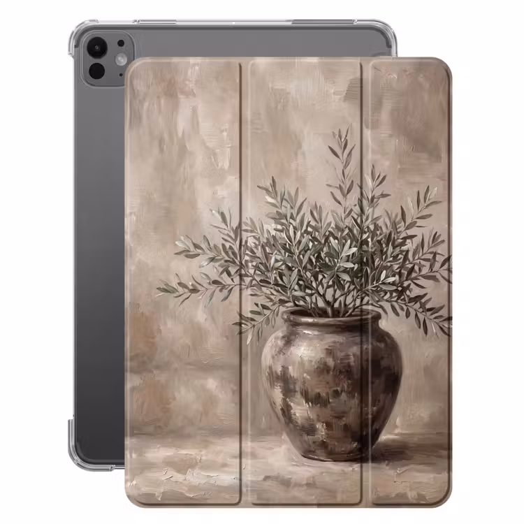 iPad-Hülle - Olivenpflanze - Tontopf - Abstrakt - Beige — 1