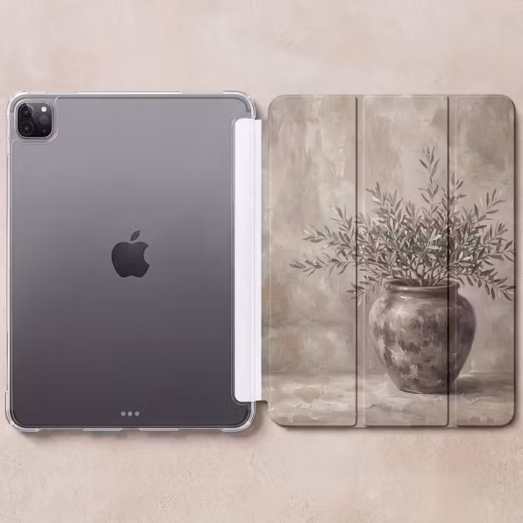 iPad-Hülle - Olivenpflanze - Tontopf - Abstrakt - Beige — 6