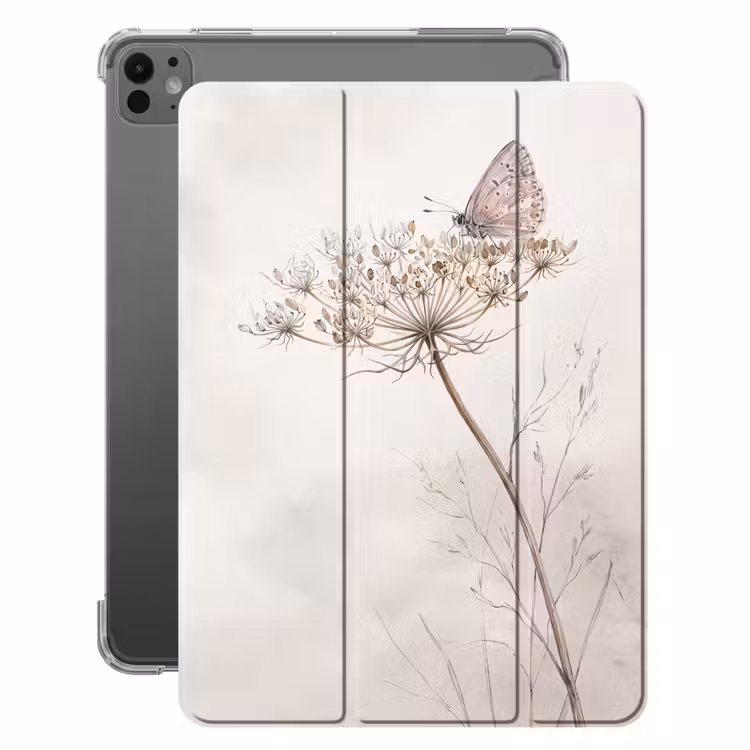 iPad-Hülle - Schmetterling - Blume - Natur - Beige — 1