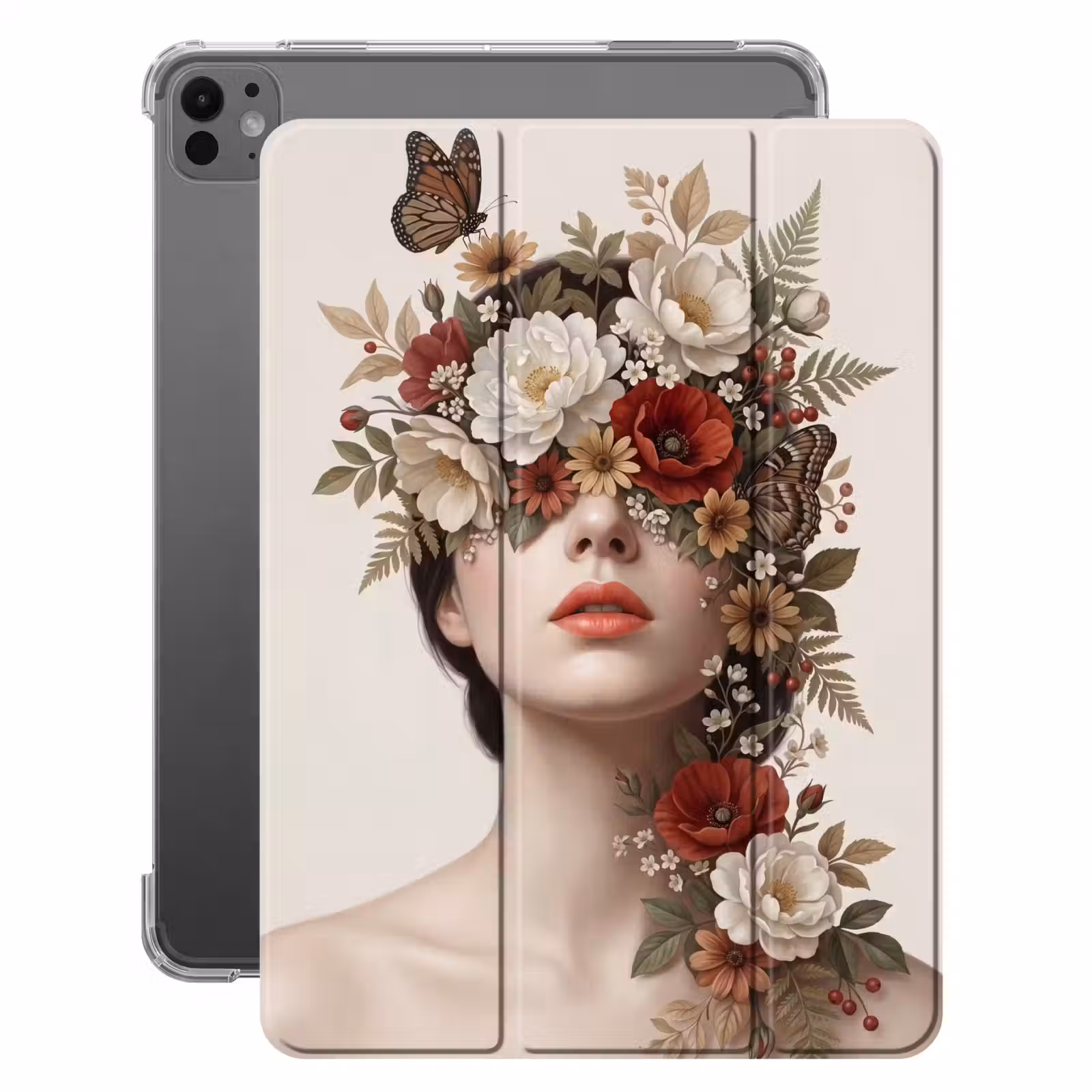 iPad-Hülle - Porträt - Blumen - Cremé — 1