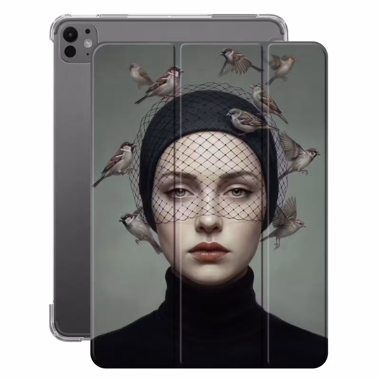 iPad-Hülle - Porträt - Vögel - Schwarz — 1