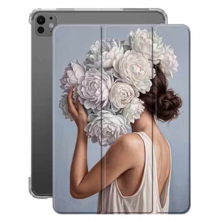 iPad-Hülle - Blumen - Frau - Weiß — 1