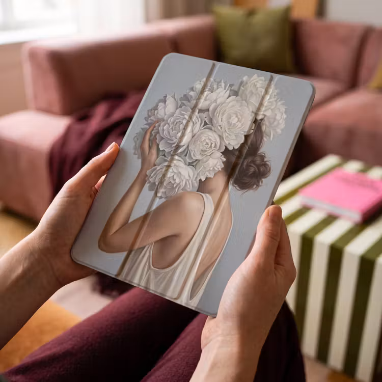 iPad-Hülle - Blumen - Frau - Weiß — 4