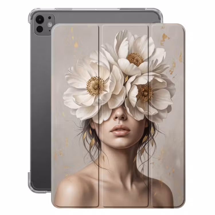 iPad-Hülle - Frau - Pfingstrose - Weiß — 1