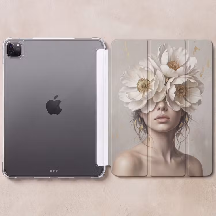 iPad-Hülle - Frau - Pfingstrose - Weiß — 6