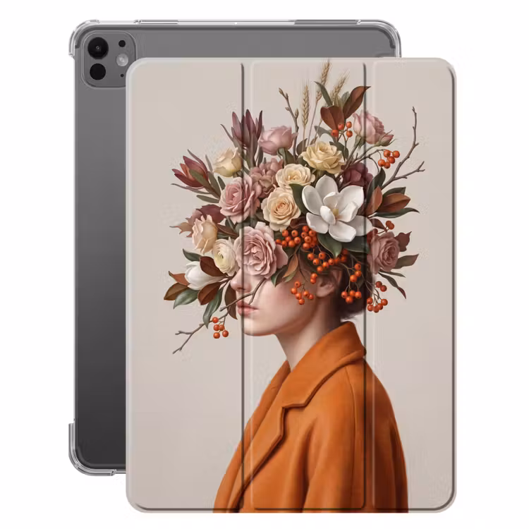 iPad-Hülle - Gesicht - Blumenstrauß - Bunt — 1