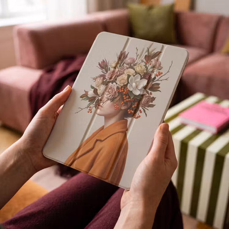 iPad-Hülle - Gesicht - Blumenstrauß - Bunt — 4
