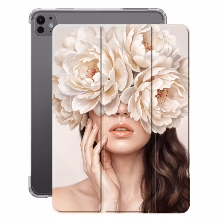 iPad-Hülle - Gesicht - Pfingstrose - Creme — 1