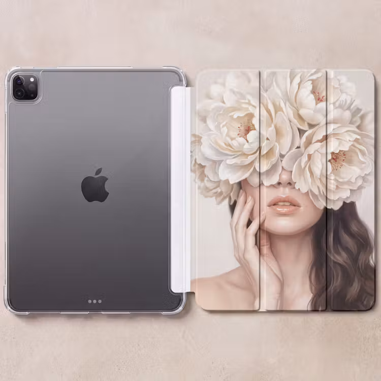 iPad-Hülle - Gesicht - Pfingstrose - Creme — 6