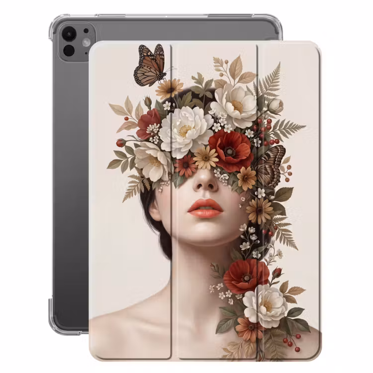iPad-Hülle - Porträt - Blumen - Cremé — 1