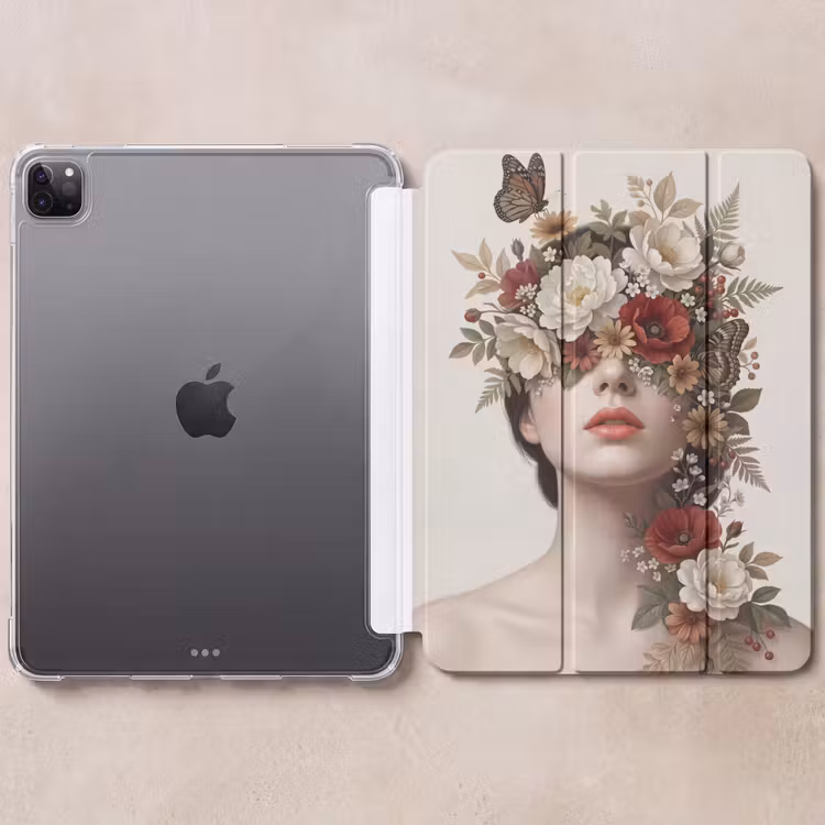 iPad-Hülle - Porträt - Blumen - Cremé — 6