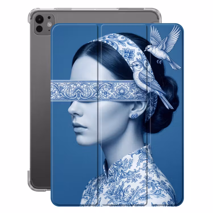 iPad-Hülle - Hochformat - Klassisch - Weiß - Blau — 1